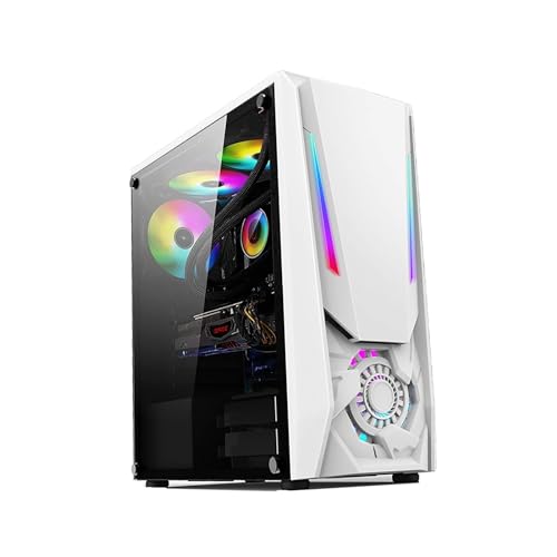 Gabinete de computadora XLTFUC Mid Tower M-ATX, MINI-ITX, panel lateral de vidrio templado, panel frontal de rejilla blanco miniatura 1