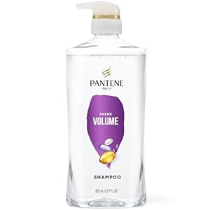 Pantene Shampoo, Sheer Volume – 72-Hour Fullness, Lightweight Nourishment with Pro-Vitamin B5 + Antioxidants, Fine, Thin, Color-Treated Hair, Paraben Free, Remove Build Up for Body & Shine, 27.7 Fl Oz