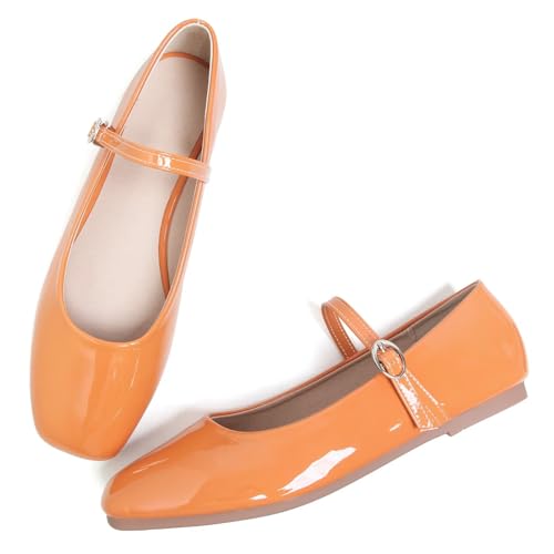 Image of LUXINYU Women's Slip on Flats,Classy Round Toe Solid Classic Mary Jane Ballet Dance Shoes Soft Comfortable PU Flat Shoes