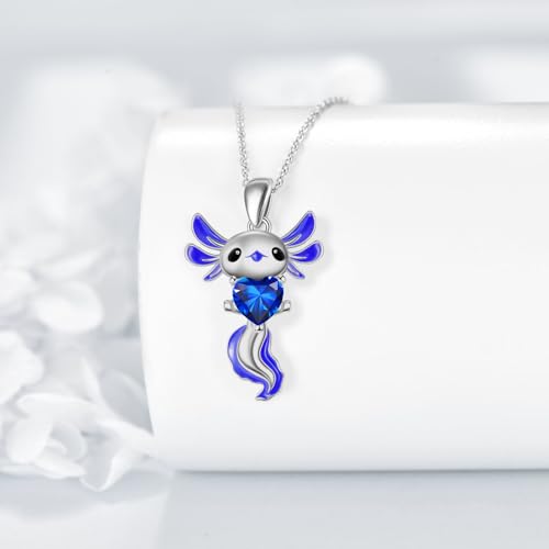 Axolotl Birthstone Necklace Sterling Silver Axolotl Pendant CZ Animal Jewelry Birthday Gifts for Women3