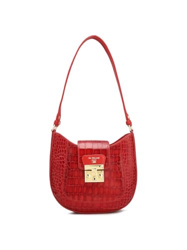 Da Milano Genuine Leather Red Shoulder Bag (01248) (Small)