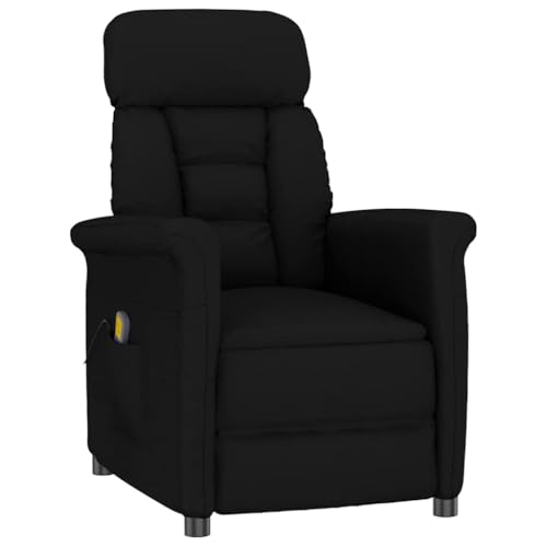 Kaloriko Sillón de masaje negro microfibra 96,5 x 70,5 x 95 cm con 6 puntos de masaje, puerto USB, ergonómico ajustable, cómodo sillón de salón para salón, oficina, relajación y tranquilidad