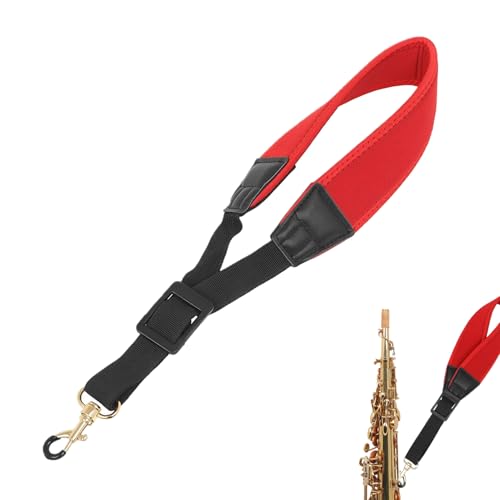 Correa de sujeción para saxofón, ajustable, correa para saxofón alto, suave, acolchado, con gancho de metal, para jóvenes, jugadores, estudiantes, profesionales, principiantes