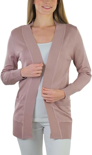 Image of ToBeInStyle Women's Long Sleeve Rib Banded Open Sweater Cardigan