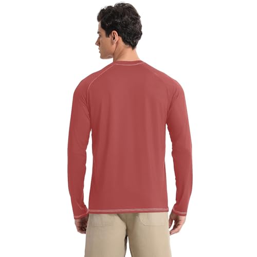 Brown Red Men's Rash Guard Slim fit Elasticity UV Sun Protection Shirts Outdoors2