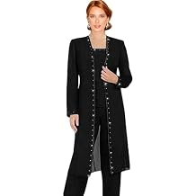 3 PC Mother of The Bride Pants Suits for Wedding Chiffon Beaded Wedding Guest Outfit for Women