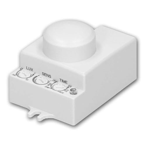 Détecteur de mouvement à micro-ondes – Capteur RF compact 360°, portée de 8 m, temps de commutation et sensibilité à la lumière réglables, pour une utilisation en intérieur et pour la maison connectée