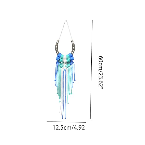 Dielianyi Equestrian Macrame Wall Hanging art Handmade macrame decor hanging horse lover decor (Blue) - Image 7