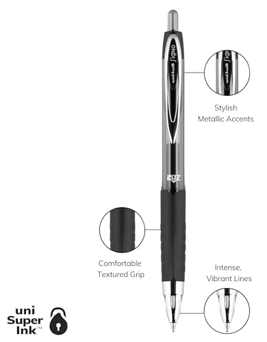 Image of Uni-Ball 207 Retractable Gel Pens, Medium Point (0.7mm), Black, 36 Count (Pack of 6)