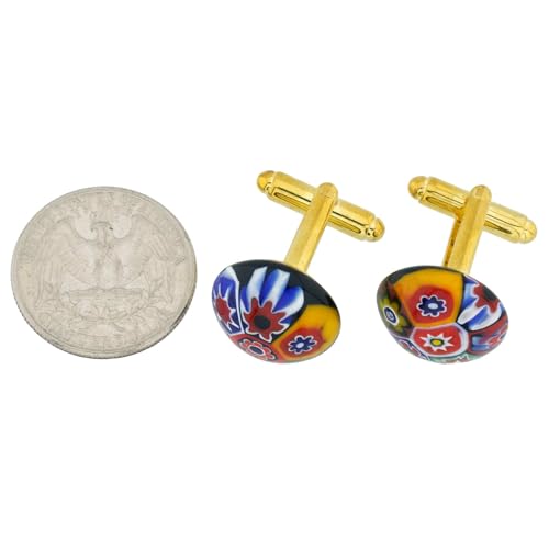 Mancuernillas de Vidrio Murano Millefiori para Hombre 5/8 pulg miniatura 2
