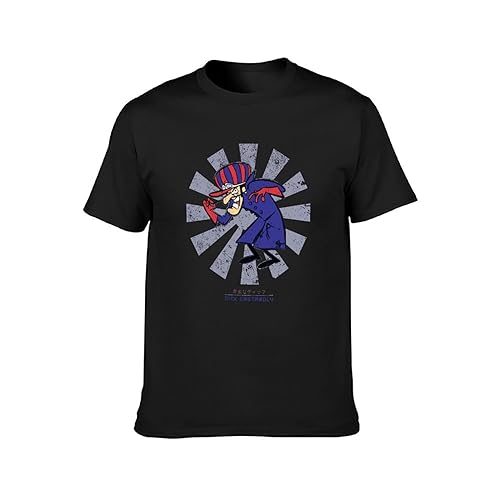 Dick Dastardly Retro Mens T-Shirt Black Graphic Unisex Tee Shirt L