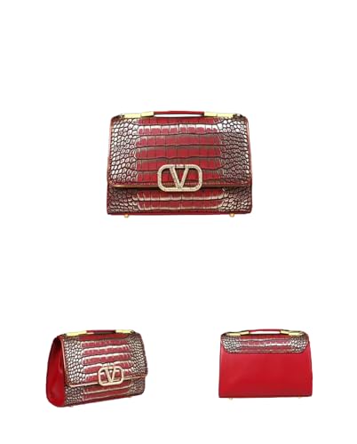 Luxury Crocodile Pattern Shoulder & Crossbody Bag – Elegant Retro Handbag with Crystal Buckle, Multiple Colors2