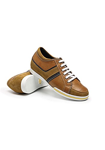 ZERIMAR Zapatos Deportivos con Alzas Interiores para Hombres Aumento 6 cm | Zapatos de Hombre con Alzas Que Aumentan Su Altura | Zapatos Hombre Casuales | Color Marron Talla 42