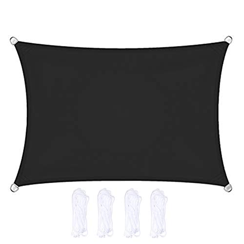 Sonnensegel, wasserdicht, rechteckig, 4 x 5 m, schwarz, perfekt für Garten, Balkon und Terrasse, Sonnenschutz, UV-beständig, Outdoor, einfache Installation