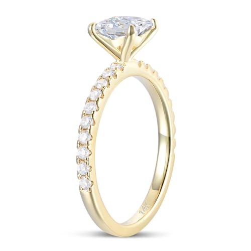 14K Yellow Gold Moissanite Engagement Ring 1 Carat Princess Cut Engagement Ring 14K Gold Moissanite Ring for Women (Yellow Gold - 5)3