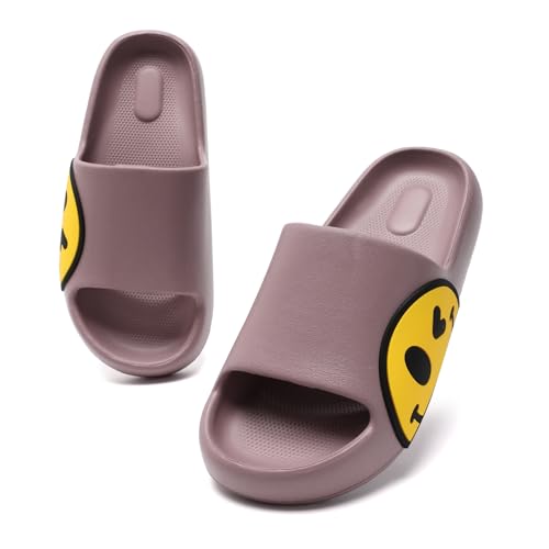 Womens Slides,Pillow Slippers Sandals for Men,Unisex Non slip Quick Dry Shower Shoes Indoor Outdoor Open Toe Spa Bath Pool Gym House Casual Massage Smile Face Slippers2
