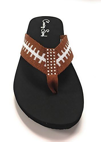 Cocomo Soul Football Fabric Flip Flops | Football Mom Flip Flops | Football Sandals | Football Flip Flops for Women | Football Rhinestone Flip Flops4