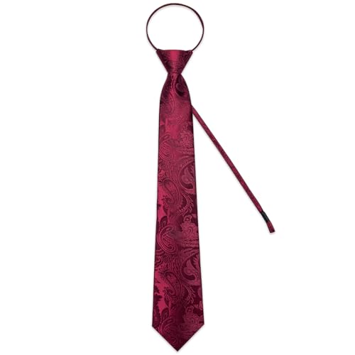 Image of DiBanGu Mens Zipper Ties Silk Adjustable Necktie Pocket Square