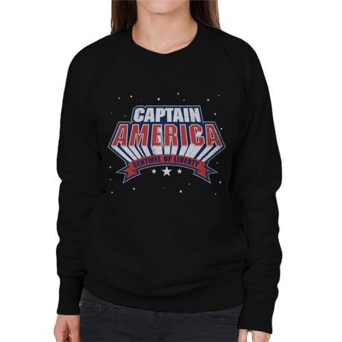 All+Every Marvel Sentinel Of Liberty Captain America Distressed Women's Sweatshirt Black