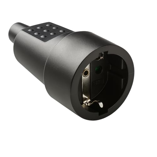 WEBMATEL Base Enchufe Móvil Hembra I Enchufe Schuko I Conector Eléctrico PVC de goma I TT I 16A I 250V I Negro