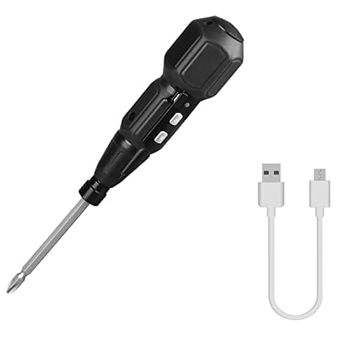 Electric Cordless Screwdriver, Dnieheic Rechargeable Power Screwdriver with 6.35mm Dual Heads Bit USB Cable 3.6V Battery Powered Screwdriver LED Light, Forward and Reverse Rotate Cover