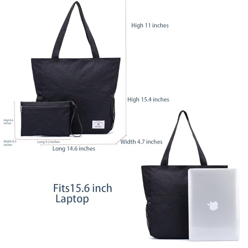 Image of ETidy Large Capacity Foldable Tote Bag With Zipper | Water-resistant, Lightweight, Sandproof, Beach Bag, Gym Bag, Travel Shopping Bag