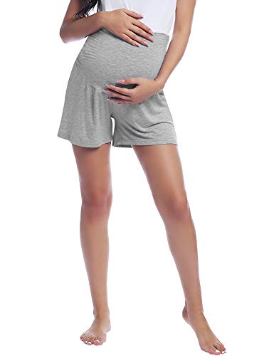 Image of Joyaria Women's Maternity Shorts Pajama Sleep Lounge Pregnancy Sleepwear | 95% Bamboo Viscose, Over The Belly, Active & Yoga, Postpartum Shorts, S-XXL