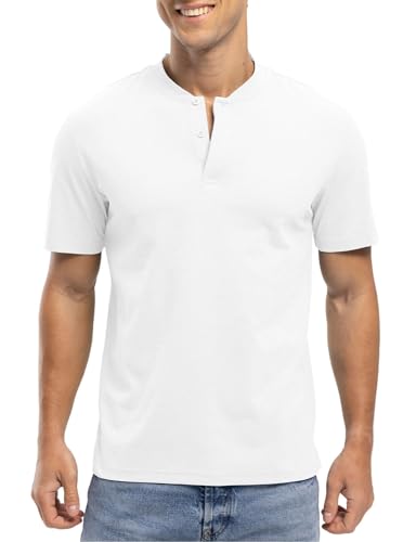 Rdruko Men's Golf Shirts Collarless Henley Dry Fit Athletic Casual Performance Blade Lightweight Polo T Shirts3