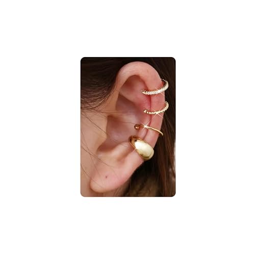 Habselikob 4Pcs Ear Cuff pour Femme Boucles d'Oreilles Clip Manchette Oreille Faux Percing Oreille Boucle Oreille Sans Trou Non Piercing Helix Cartilage...