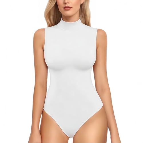 RuiChy Ärmelloser Bodys für Damen Stehkragen Jumpsuit Oberteile...