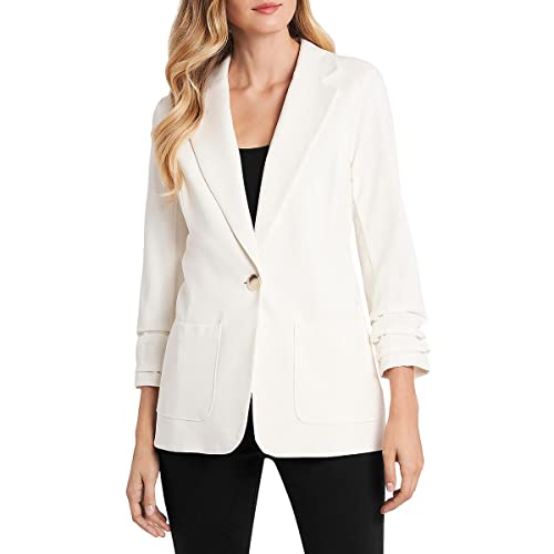 Vince Camuto Womens Ruched Professional One-Button Blazer Ivory S #TOP21