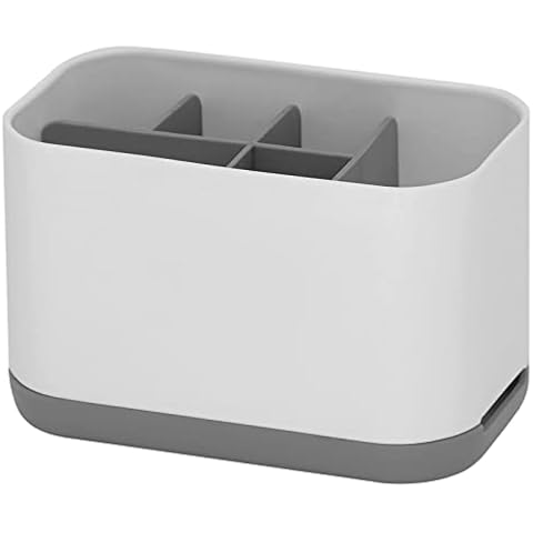Toothbrush Holder for Bathroom, Toothbrush Caddy, Toothpaste Stand, Plastic, White Cover