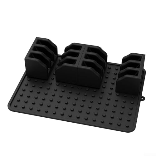 LYNDMBD Tapete de Silicona para secar Cubiertos de Cocina con diseño Antideslizante y Soporte para Platos, escurridor Multifuncional (Negro)