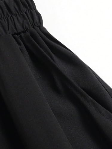 Women's Elegant Elastic Waist Ruffle Double Pocket A-Line Skirt Long Skirts3