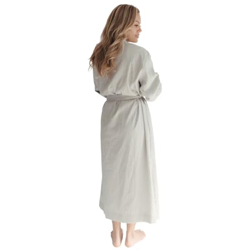 Image of Telegraph Hill Double Layer Seersucker Robe - Unisex - Taupe - Large | Double-Layer Seersucker, Unisex Fit, For Sauna, Gym & Home