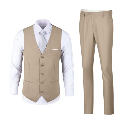 Mens 2 Piece Suit Slim Fit Formal Groomsmen Vest Pants Suits Set for Men Wedding Prom Business2