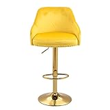 QQU Modern Bar Stools 360°Swivel Velvet Adjustable Counter Bar Stool with Arm, Back and Footrest Mod