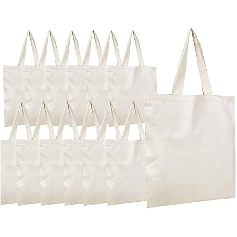 Simpli-Magic Canvas Tote Bags, 13"x15", Pack of 15, Natural Cover