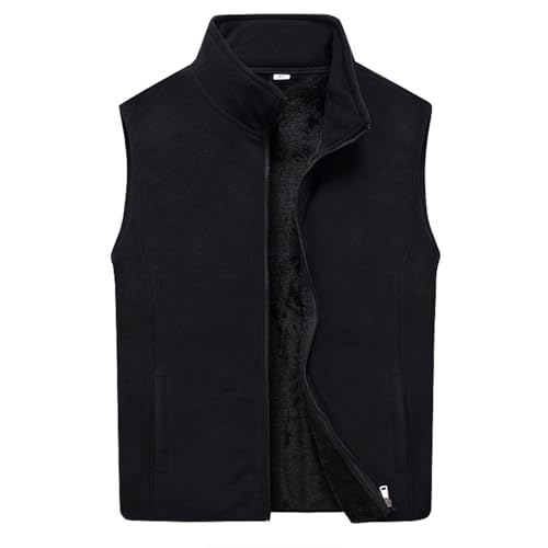 Mens Fleece Vests with Full Zipper Lightweight Warm Polar Outwear Sleeveless Jacket for Winter Pockets M-5XL