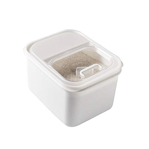 Wetour Contenedor de plástico Blanco con Tapa Transparente, 5 kg, para harina, arroz, Cereales, Granos
