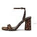 Athlefit High Heels for Women Chunky Block Heeled Sandals Square Toe Ankle Strap Sexy Leopard High Heels for Prom Size 9.5