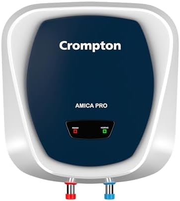 Crompton Amica Pro 15 Ltr Storage Water Heater | 2000W Heating Element | 5 Star BEE Rated | Glassline Tank |Rust-Proof Body | High-Rise Compatible | 2Y Product & Element, 5Y Tank Warranty (White-Blue)
