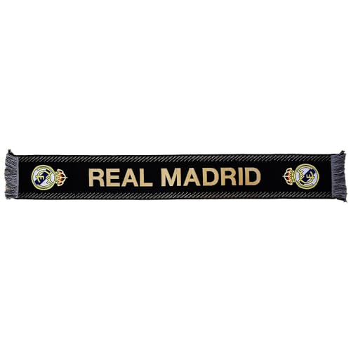 Real Madrid Bufanda 140x20cm producto oficial fondo negro letras doradas