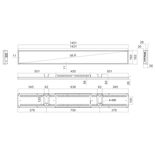 Image of 56.6 Inch (1431x160mm Viewable) Commercial Android Stretched LCD Bar Display | Ultra-Wide Shelf Screen | Cloud /USB /Mobile App