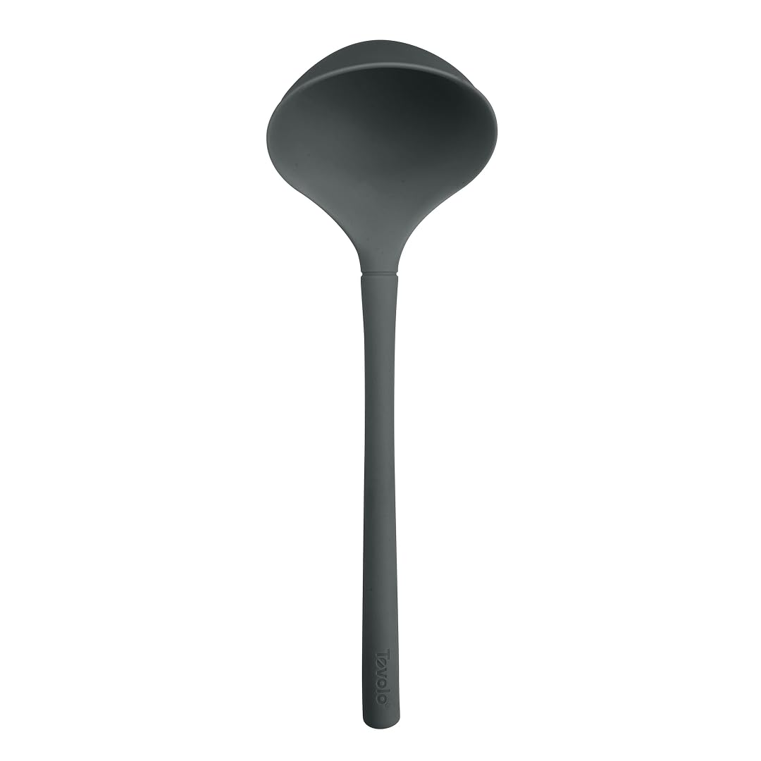 Tovolo Flex Core Silicone Ladle BPA Free Charcoal Gray Deep Silicone Soup Ladle, Heat Resistant All Silicone Ladle Construction, Large Dishwasher Sage Soup Ladle Kitchen Utensil for Cooking