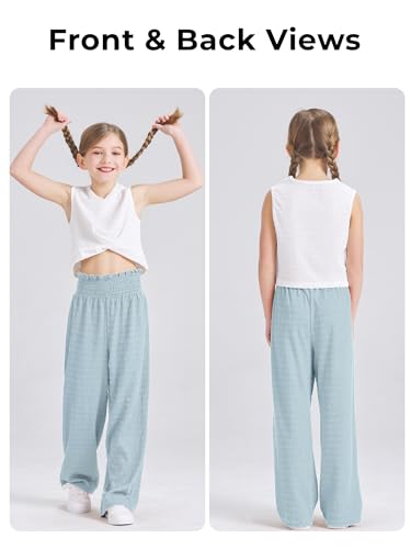Image of Girls' Clothing Sets Sleeveless Bow Crop Top Wide Leg Linen Pants 2026 Summer Outfits Cute Kids Clothes