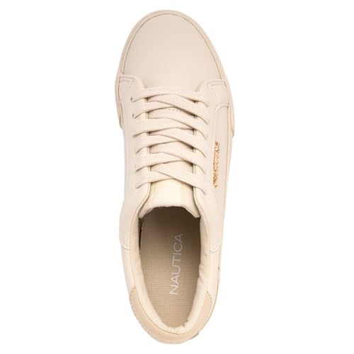 Image of Nautica Women's Fashion Sneaker, Classic Low-Top Lace-Up Casual Shoe with Metal Side Logo and Soft Cushioned Comfort for Everyday Wear