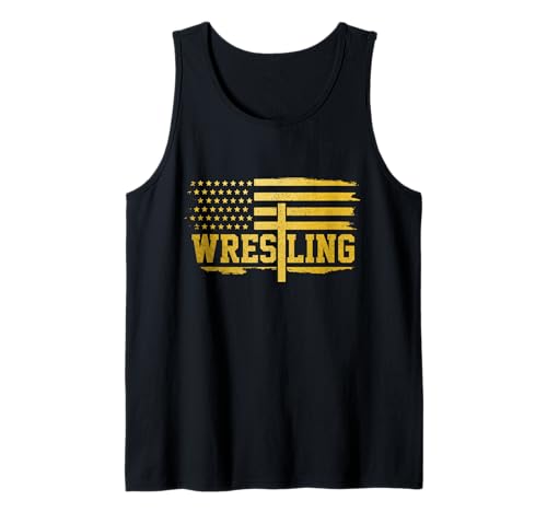 Christian Wrestling Bandera Americana Vintage Patriotic Wrestler Camiseta sin Mangas