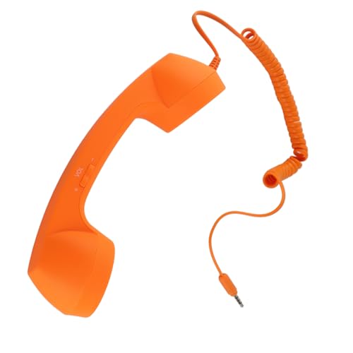 ZASCHMOY Auricular Telefónico Retro Antirradiación, Compatible con Conector de 3,5 Mm, Diseñado para Teléfonos Inteligentes, Llamadas Claras y con Diseño de Cable retráctil. (Orange)