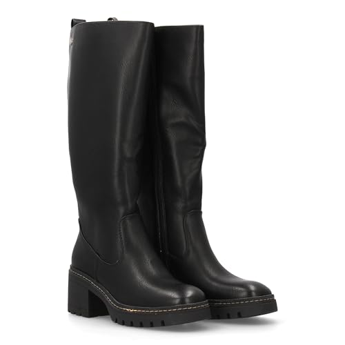 shoes&blues.es 96961 Bota de Cana Alta para Mujer Diseno Elegante. Tacon Ancho Suela Dentada. Cierre...